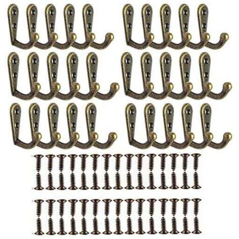 (Cobre) 30 ganchos vintage, gancho retro de aleación de zinc, gancho vintage para abrigos con 60 tornillos, decoración ideal para toallitas de baño