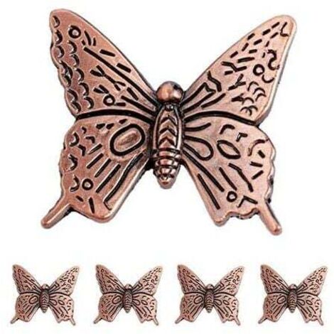 (Cobre) 5 tiradores de cajón retro para muebles, de aleación de zinc vintage, estilo mariposa, 43 mm