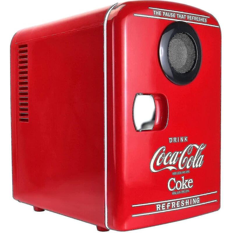Basetbl - Coca-cola Mini réfrigérateur/réchauffeur thermoélectrique portable 12V avec Mini Frigo Portable avec Haut-Parleur Bluetooth