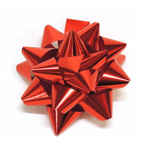 Coccarda Fiocco rosso metallizzato decorazione natalizia per regali 40 mm CF pezzi 40