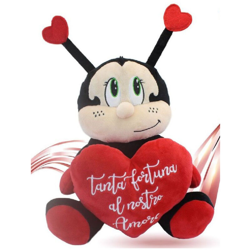 Trade Shop - 30 cm plüsch-marienkäfer mit herz für viel glück valentinstag geschenk 95370 -