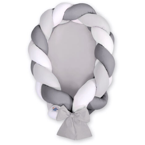 Coccolone per neonati intrecciato 2 in 1 - bianco-grigio-antracite