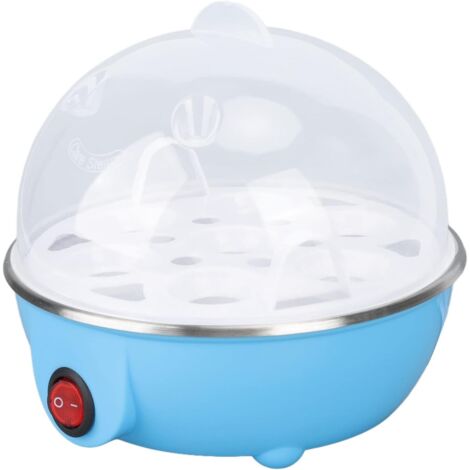 Cocedor de Huevos, 350W Capacidad de 7 Huevos Apagado Automático Anti Quema en Seco Diseño en Forma de Pollo. Cocción Rápida de Huevos Acero Inoxidable Cazador Furtivo de Huevos(Azul UE)