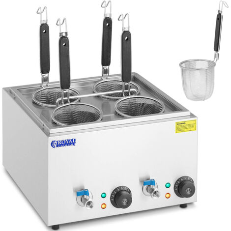 Cocedor de pasta con grifos, 4 cestas, 2 x 6,5 l, 3000 W
