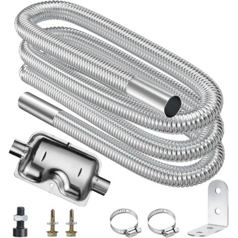 Coche Calentador Tubo Escape, 300 cm Acero Inoxidable Tubo para Calentador de Estacionamiento con Silenciador Mejorado, con 2 Clips para Calentador de Estacionamiento Aire Diesel