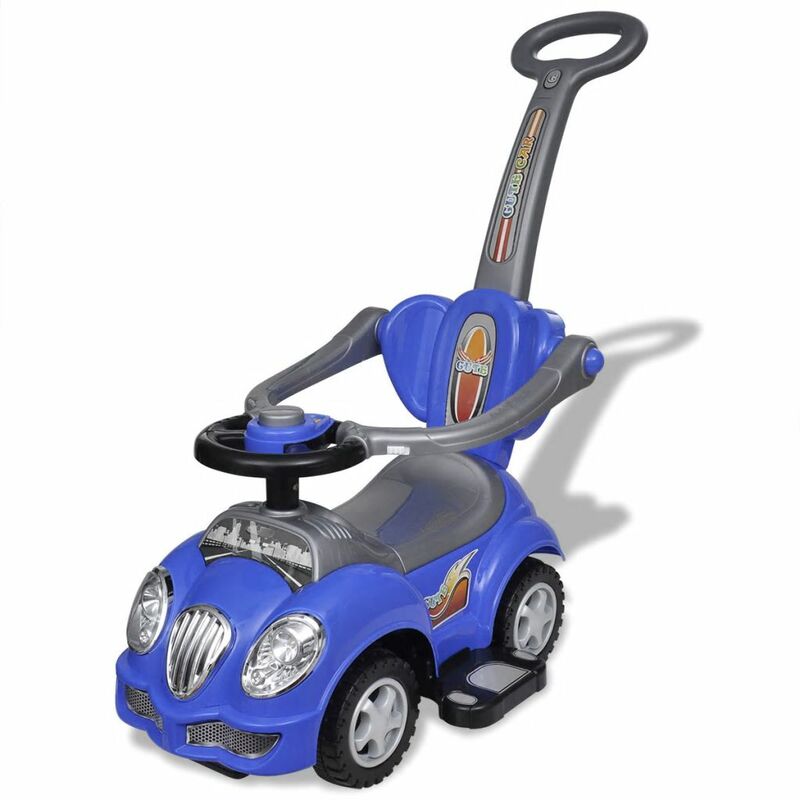 

Coche correpasillos con mango de empuje azul
