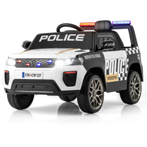 Coche de policía eléctrico 103 x 65 x 555 cm batería de larga duración funciones de seguridad parental blanco moderno 200014636