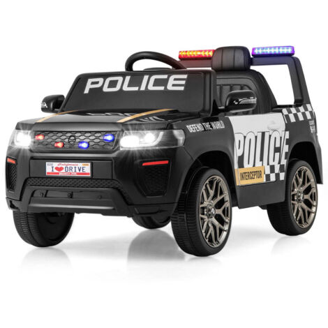 Coche de policía infantil 103 x 65 x 555 cm mando a distancia seguridad mejorada estilo moderno PP negro 200014637