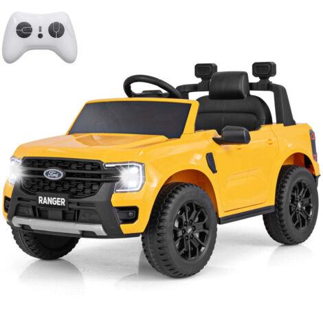 Coche eléctrico de 12 V 105 x 64 x 60 cm arranque suave mando a distancia 2 motores acogedor diseño de plástico amarillo 200014660