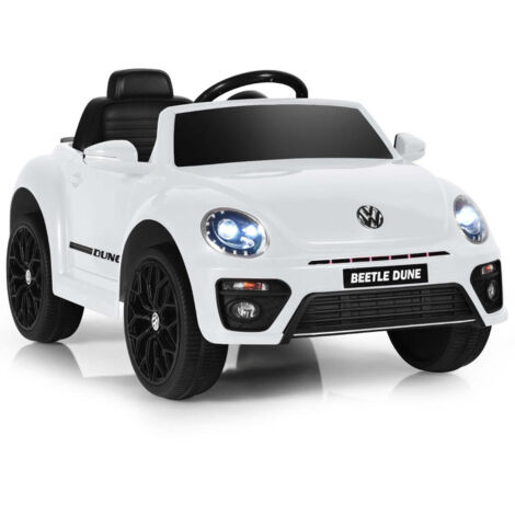 Coche eléctrico infantil 95 x 56 x 47 cm mando a distancia seguro batería de 1-2 horas de duración estilo Volkswagen Beetle polipropileno blanco 200014720