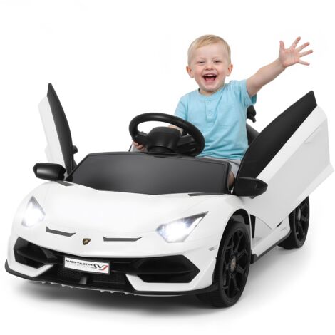 Coche Eléctrico Infantil Lamborghini – 12V, Mando a Distancia 2.4G, Puertas Hidráulicas – Blanco