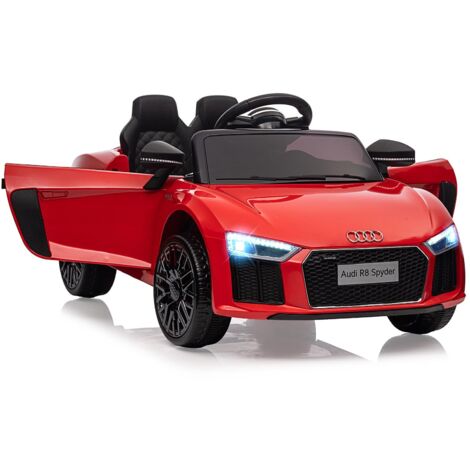 Coche eléctrico infantil – Modelo Audi deportivo descapotable – Mando a distancia, cinturón de seguridad, LED, música, suspensión - Rojo