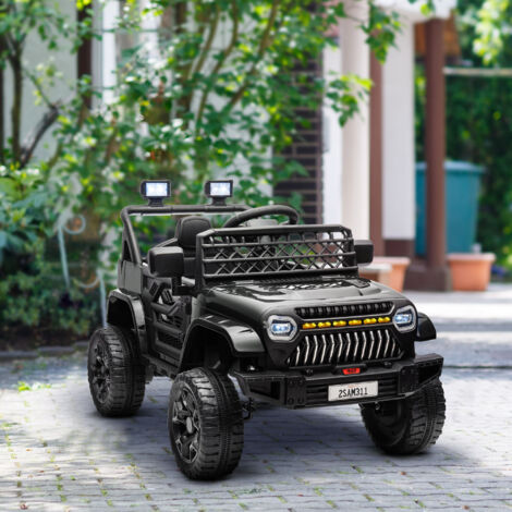 Coche Eléctrico para Niños con Batería 12V Mando a Distancia Velocidad Ajustable USB Faros Bocina Negro