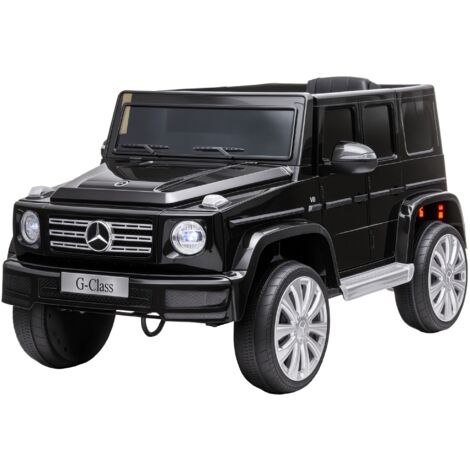 Coche eléctrico para niños de +3 años BENZ G500 todoterreno de batería 12 V con control remoto música bocina velocidad 3-5 km/h carga 30 kg negro