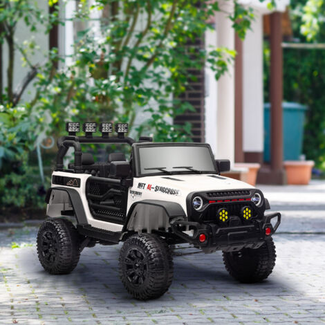 Coche Eléctrico para Niños de +3 Años con Batería 12V Mando a Distancia Faros LED Bocina Música Blanco