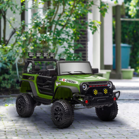 Coche Eléctrico para Niños de +3 Años con Batería 12V Mando a Distancia Faros LED Bocina Música Verde