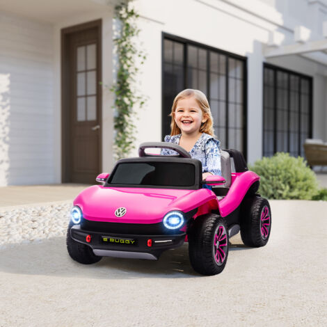 Coche Eléctrico para Niños de +3 Años Volkswagen E-Buggy 12V con Mando a Distancia 2,4 G Ruedas con Suspensión Rosa