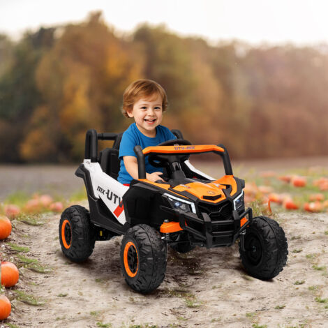 Coche Eléctrico para Niños UTV 12V con 2 Motores Control Remoto Velocidad hasta 7 km/h Sistema de Suspensión Naranja