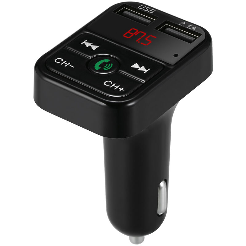 

Coche MP3 / WAV Reproductor de musica BT 5.0 Transmisor FM Receptor de audio manos libres inalambrico Cargadores USB dobles,Negro