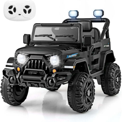 Coche todoterreno eléctrico infantil 99 x 62 x 62 cm con mando a distancia y música diseño moderno PP negro 200009804