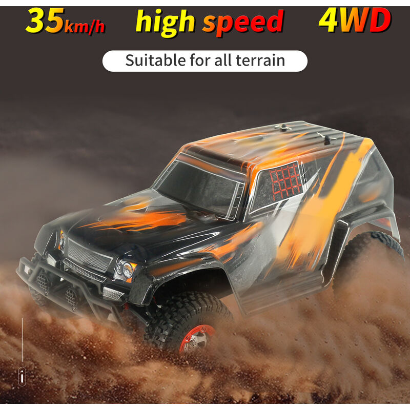 

Happyshopping - Coche todoterreno RC 1:12 2.4G Coche RC 35 km / h Coche de alta velocidad 4WD RTR,Naranja, naranja, motor de cepillo, 1 bateria