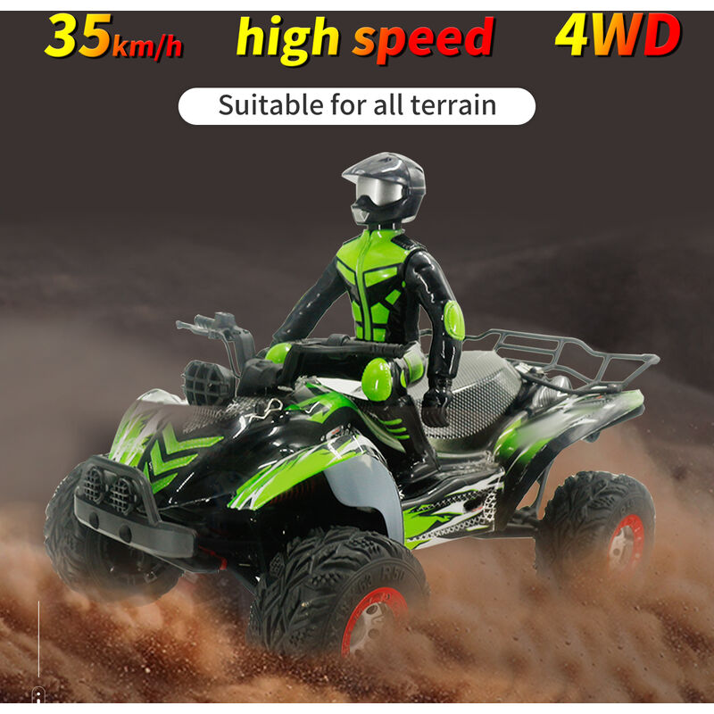 

Coche todoterreno RC 1:12 2.4G Coche RC 35 km / h Coche de alta velocidad 4WD RTR,verde, motor sin escobillas, 1 bateria