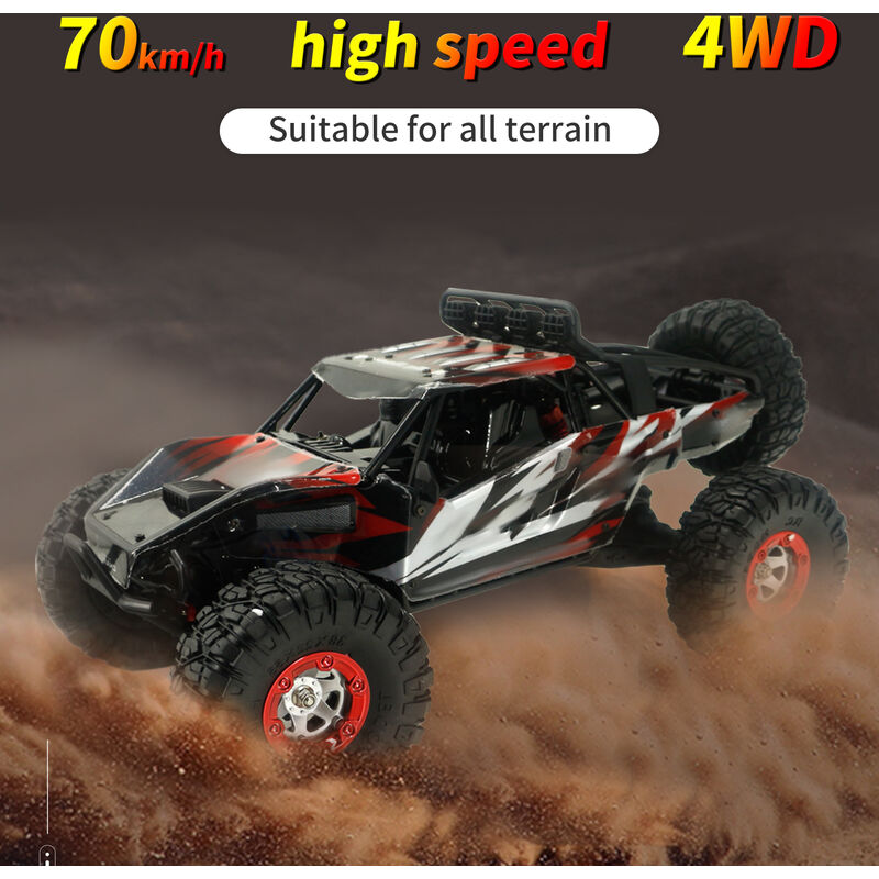 

Happyshopping - Coche todoterreno RC 1:12 2.4G Coche RC 70 km / h Coche de alta velocidad 4WD RTR con motor sin escobillas 2 Bateria,rojo, 2 pilas