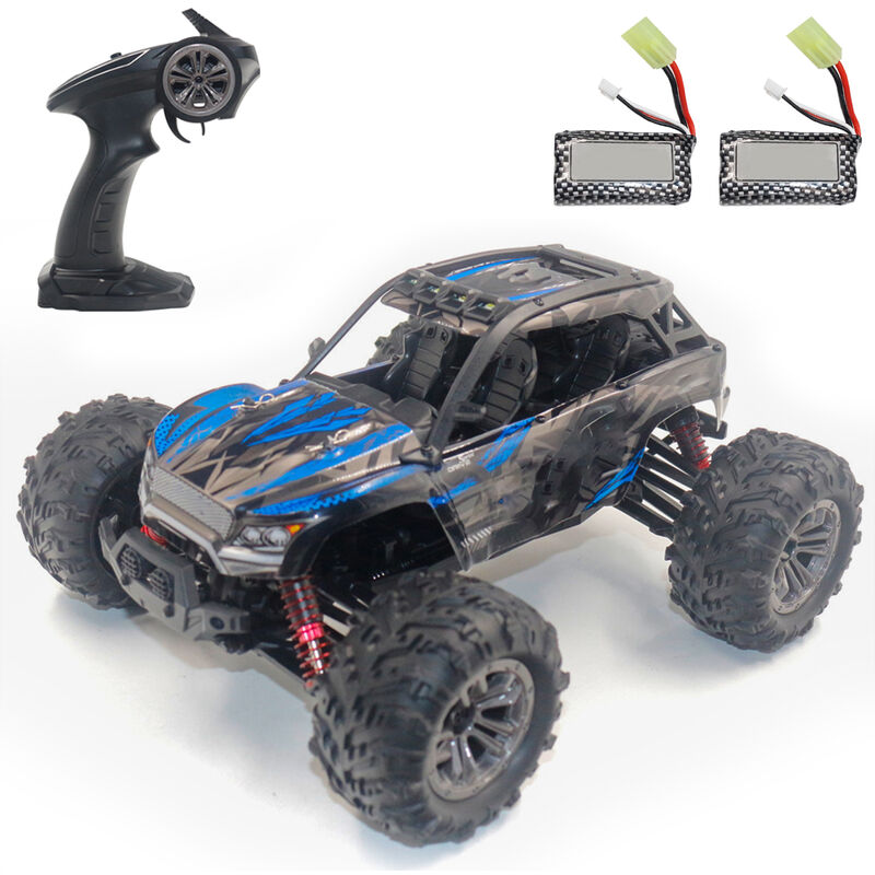 

Coche todoterreno RC 1:16 2.4G Coche RC 35km / h Coche de alta velocidad 4WD RTR con 2 baterias,azul, 2 pilas