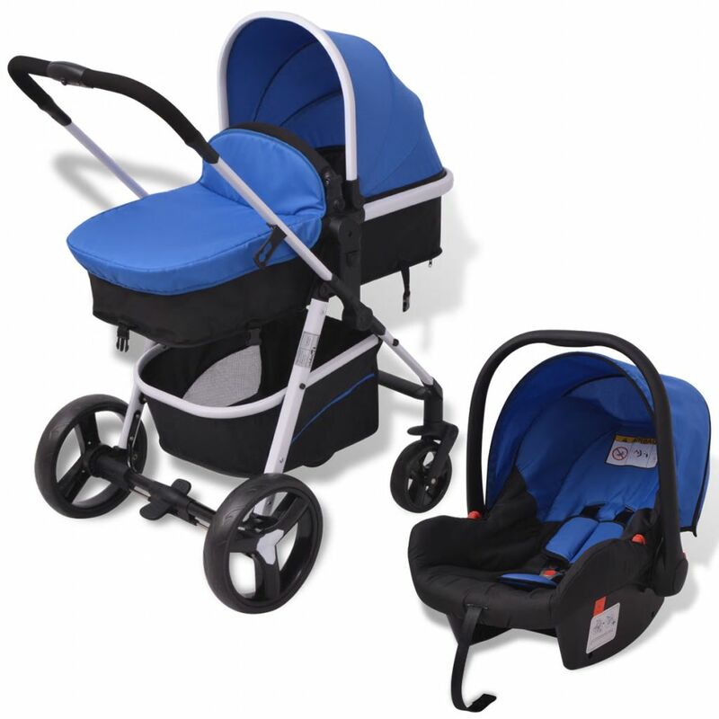 

Cochecito de bebe 3 en 1 azul y negro aluminio