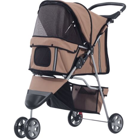 PawHut Cochecito Plegable Mascota 75x45x97cm Perro Gato Carrito Rueda Giran 360º