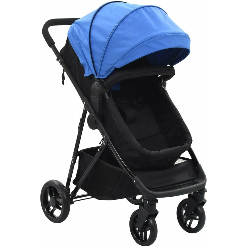 

Cochecito/Silla de bebe 2 en 1 acero azul y negro