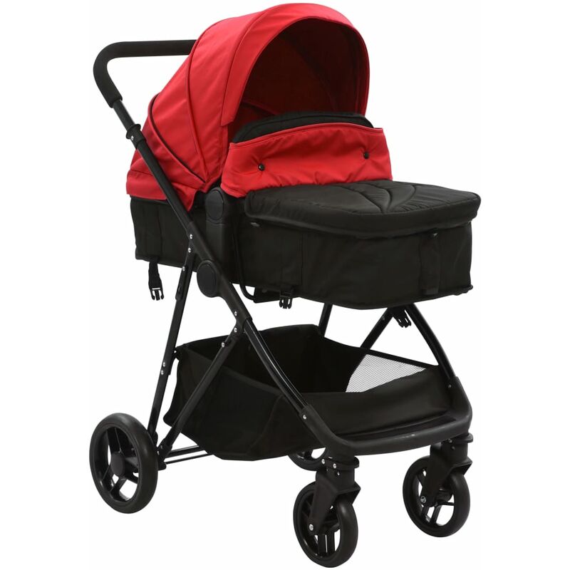 

Cochecito/Silla de bebe 2 en 1 acero rojo y negro