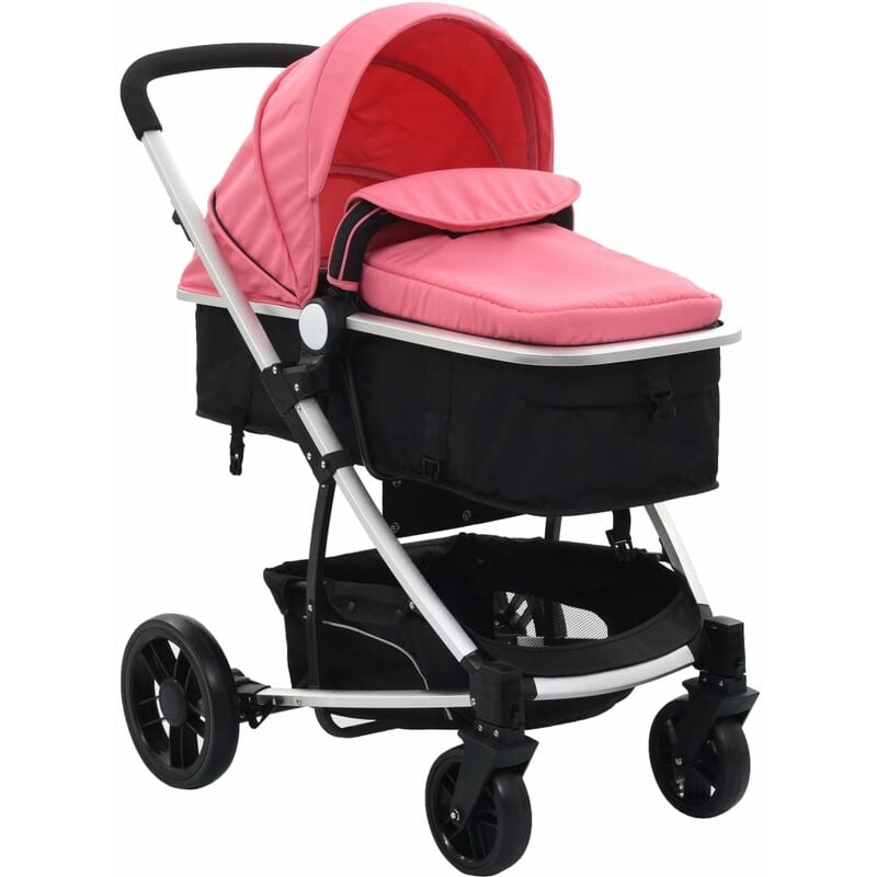

Cochecito/Silla de bebe 2 en 1 aluminio rosa y negro