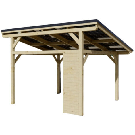 Cochera con sistema fotovoltaico de 4kW, 349x349 cm, 8 paneles, tejado a una sola pendiente, uso exterior, WT3535 Foresta