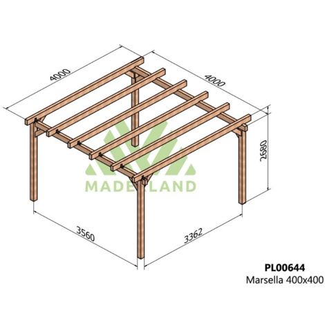 Cochera y Pérgola de Madera Laminada Lugo (Maderland) - 400 x 400 cm