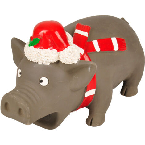Cochon noël en latex avec couinement 22 cm, jouet pour chien - Flamingo