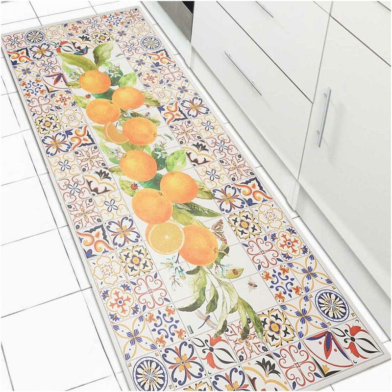 

Cocina alfombra 50x100 cm cocina rectangular VINILO FRUITO Naranja adecuado para calefacción por suelo radiante - Orange