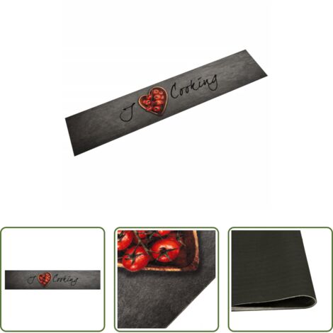 Cocina -  Alfombra de cocina lavable terciopelo texto Cooking 60x300 cm