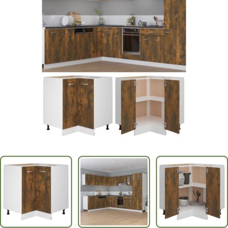 Cocina -  Armario de cocina "Lyon" de roble ahumado, 75,5 x 75,5 x 81,5 cm, madera de ingeniería,