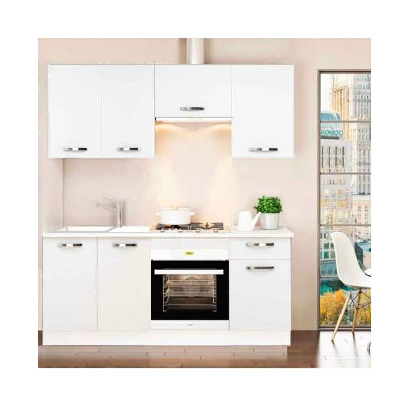 

Md Block - Cocina completa 180 cm(ancho) color blanco KIT-KIT Opción Sin zócalo y sin encimera