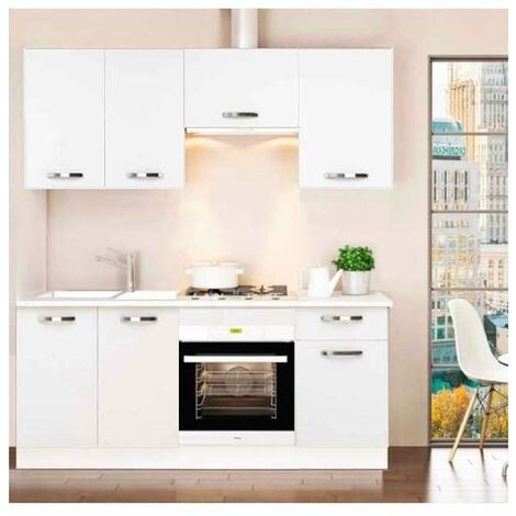 Cocina completa 180 cm color blanco KIT-KIT Complementos sin zócalo y sin encimera