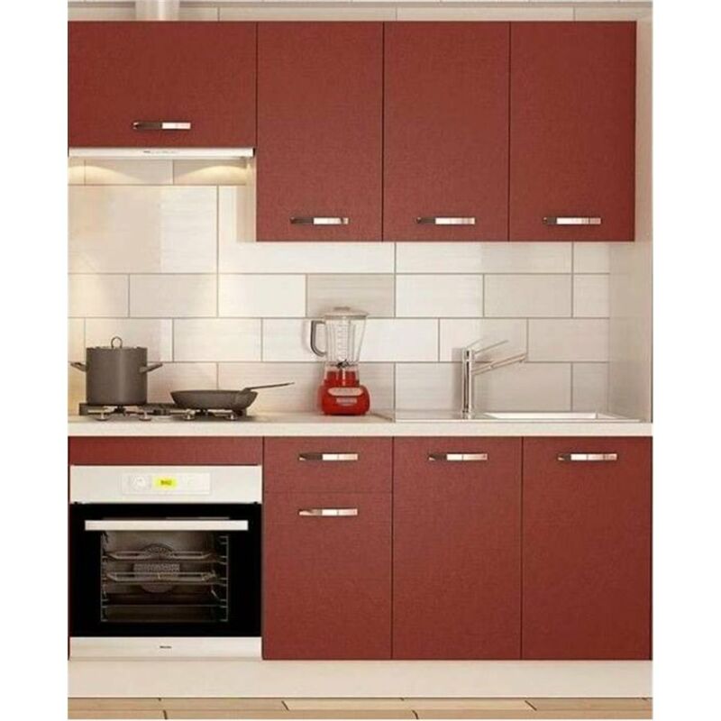 Md Block - Cocina completa 180 cm(ancho) color burdeos KIT-KIT Opción Sin zócalo y sin encimera