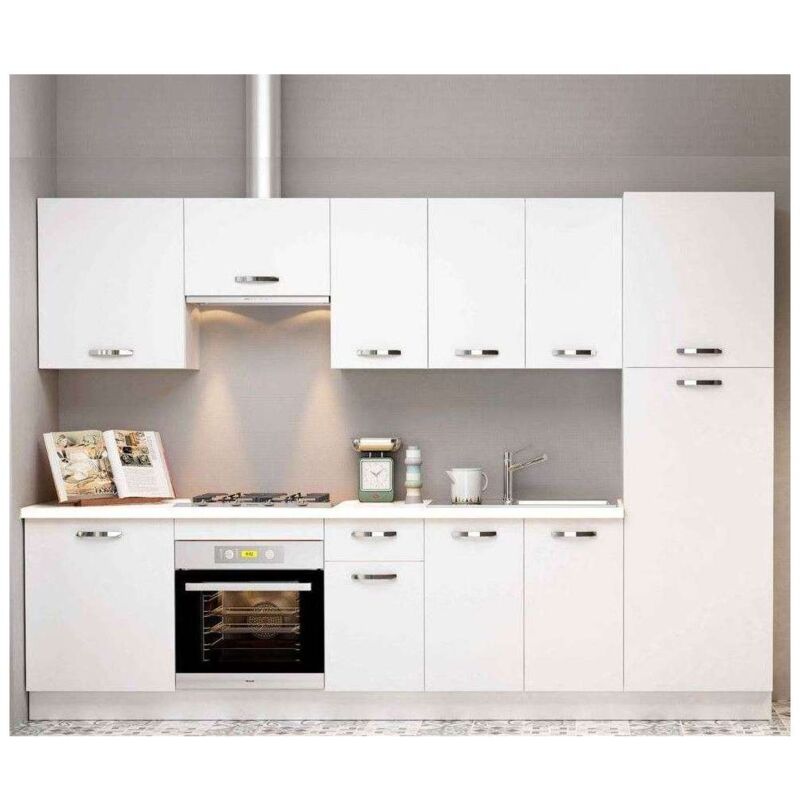 

Cocina completa 3 metros(ancho) color blanco KIT-KIT Opción Sin zócalo y sin encimera