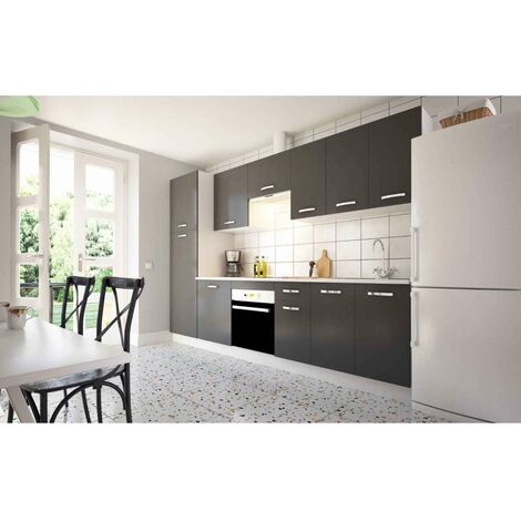 Cocina completa sin encimera y sin zocalo de 3 metros(ancho) color gris paris KIT-KIt.