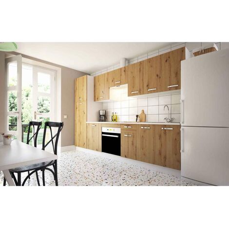 Cocina completa sin zocalo y sin encimera 3 metros(ancho) color roble albar, KIT-KIT