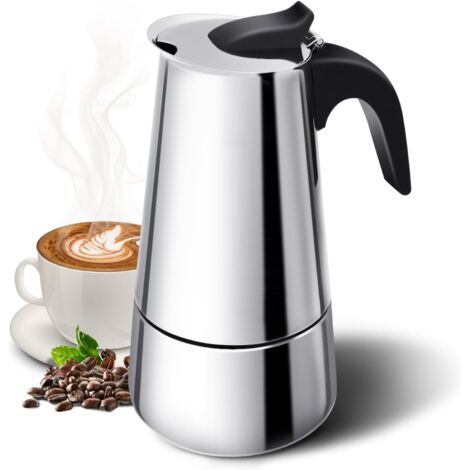 Cocina de espresso, cafetera Moka de 6 tazas de 300 ml (taza de espresso italiano - 50 ml), cocina de espresso de inducción con válvula (el nivel del agua no excede), cafetera