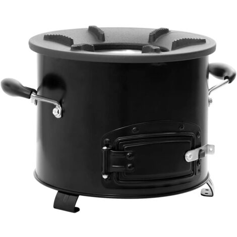 Cocina de leña para camping metal negro 36x26x22,5 cm vidaXL - Negro