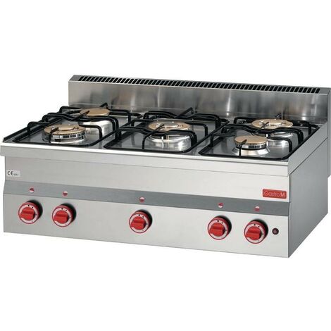 Cocina de sobremesa a gas 5 quemadores 60/90PCG línea 600 Gastro M GN016