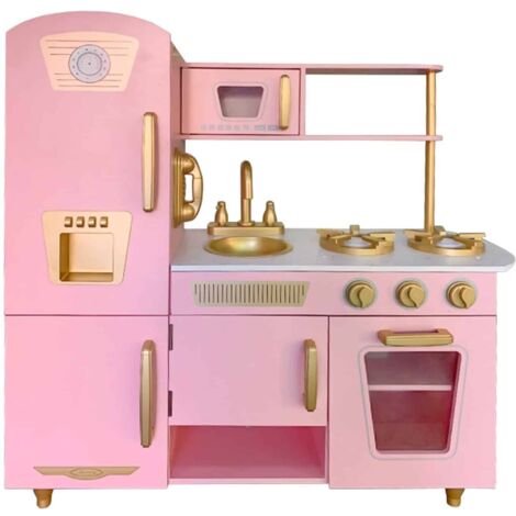 Cocina Infantil de Madera Leire Pink Outdoor Toys 85x33x89 cm Rosa Vintage