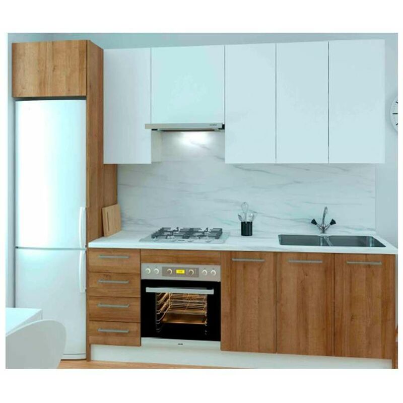 

Cocina Kit-Chef 280 cm(ancho) disponible en varios colores Combinaciones Roble vega. Sin zócalo y sin encimera